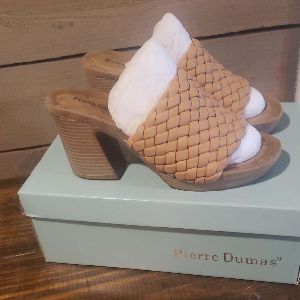 Pierre Dumas Camel Woven Mules